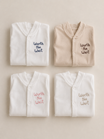 Stone 'Worth The Wait' 100% Cotton Sleepsuit