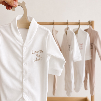 White 'Worth The Wait' 100% Cotton Sleepsuit