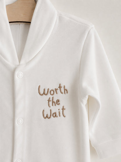 White 'Worth The Wait' 100% Cotton Sleepsuit