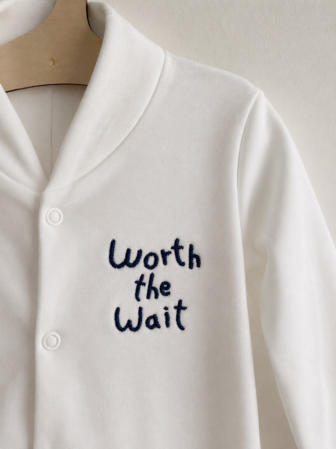 White 'Worth The Wait' 100% Cotton Sleepsuit