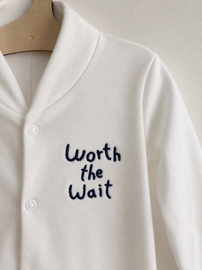 White 'Worth The Wait' 100% Cotton Sleepsuit