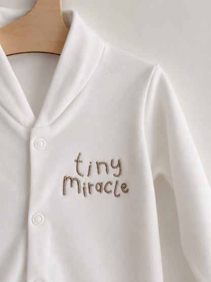 White 'Tiny Miracle' 100% Cotton Sleepsuit