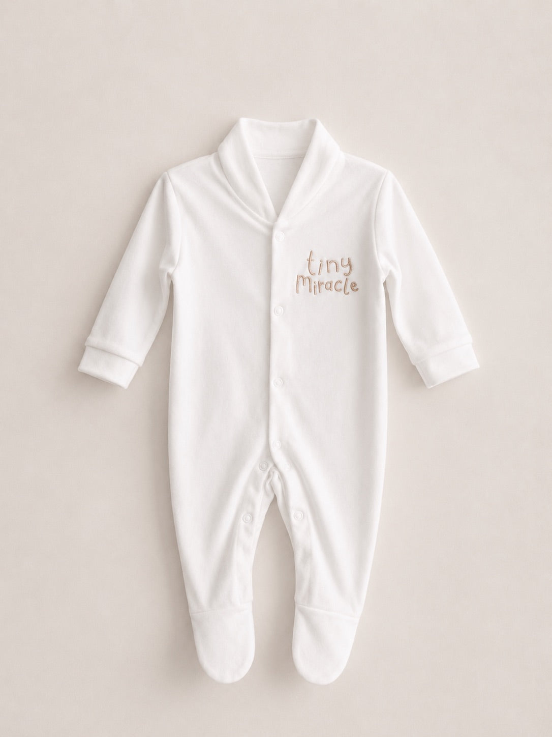 White 'Tiny Miracle' 100% Cotton Sleepsuit