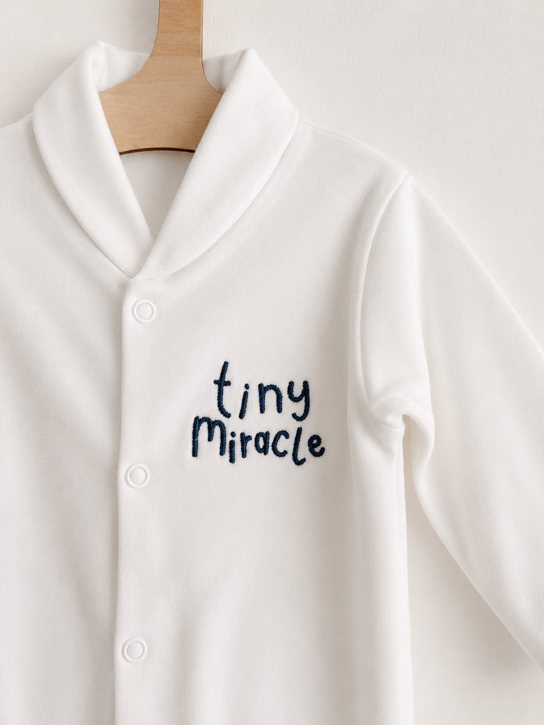 White 'Tiny Miracle' 100% Cotton Sleepsuit