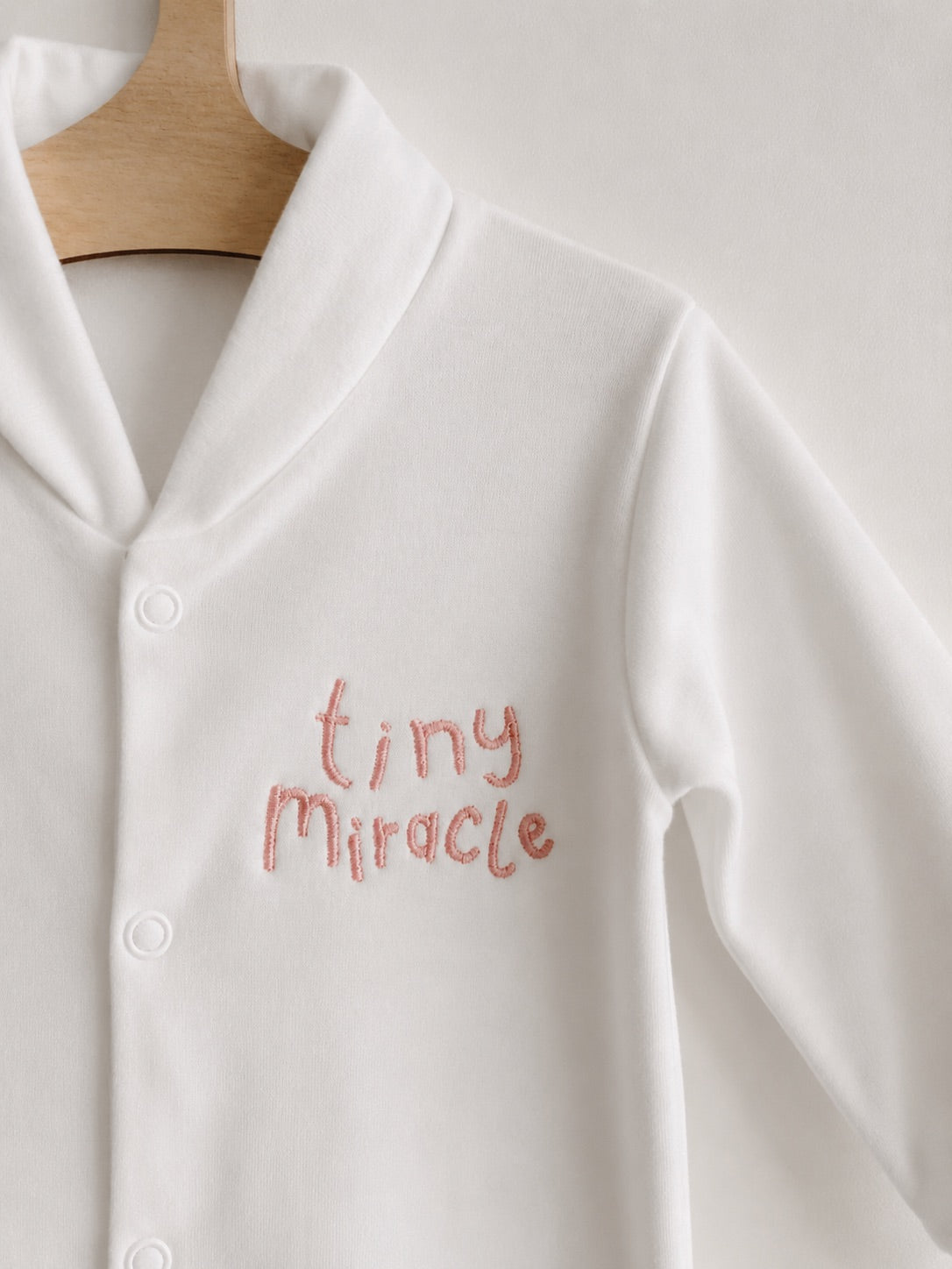 White 'Tiny Miracle' 100% Cotton Sleepsuit
