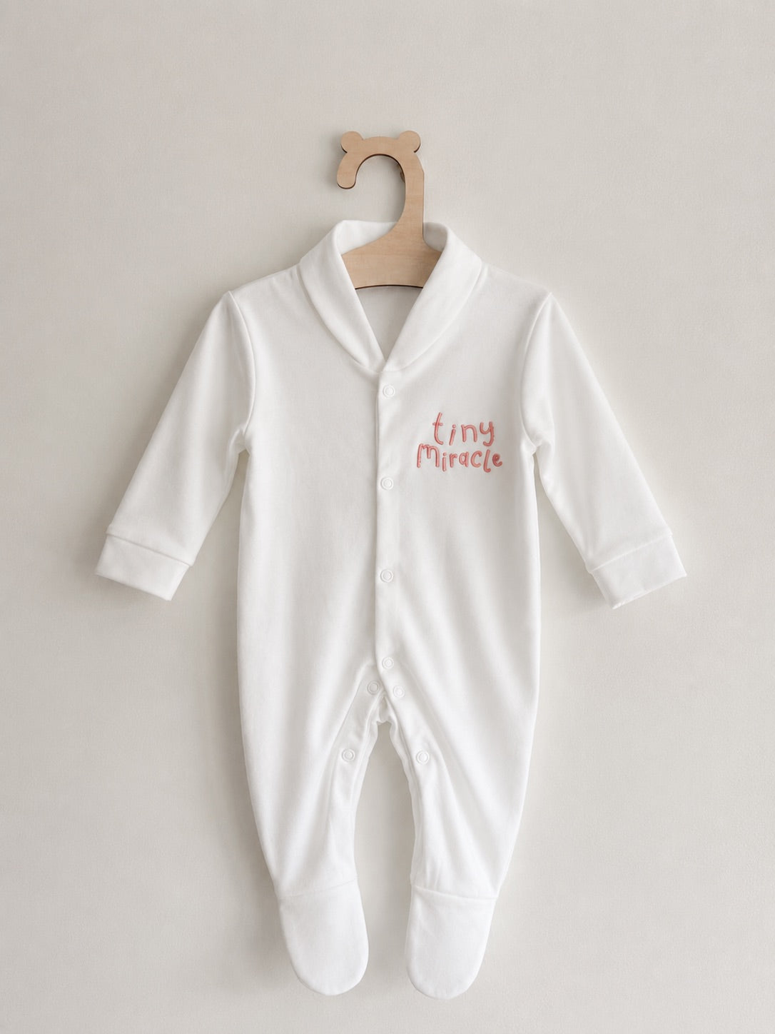 White 'Tiny Miracle' 100% Cotton Sleepsuit