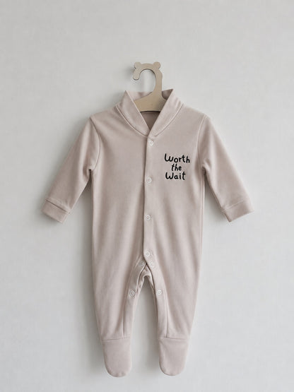 Stone 'Worth The Wait' 100% Cotton Sleepsuit