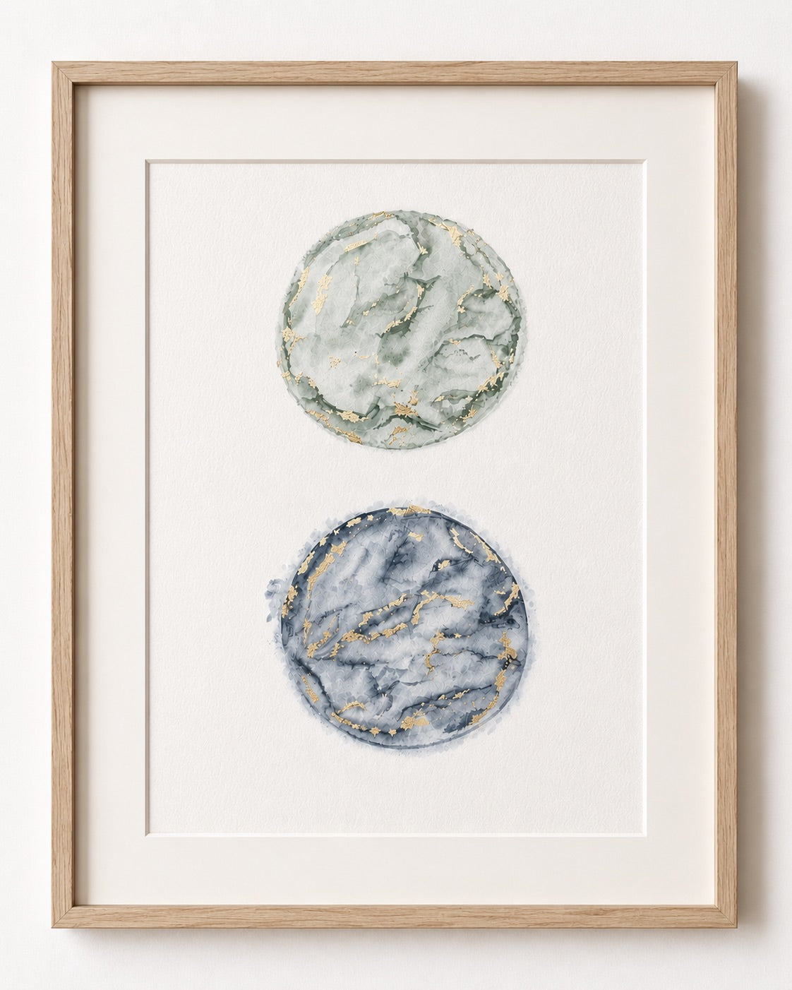 Framed watercolour embryo painting designs on a white background 