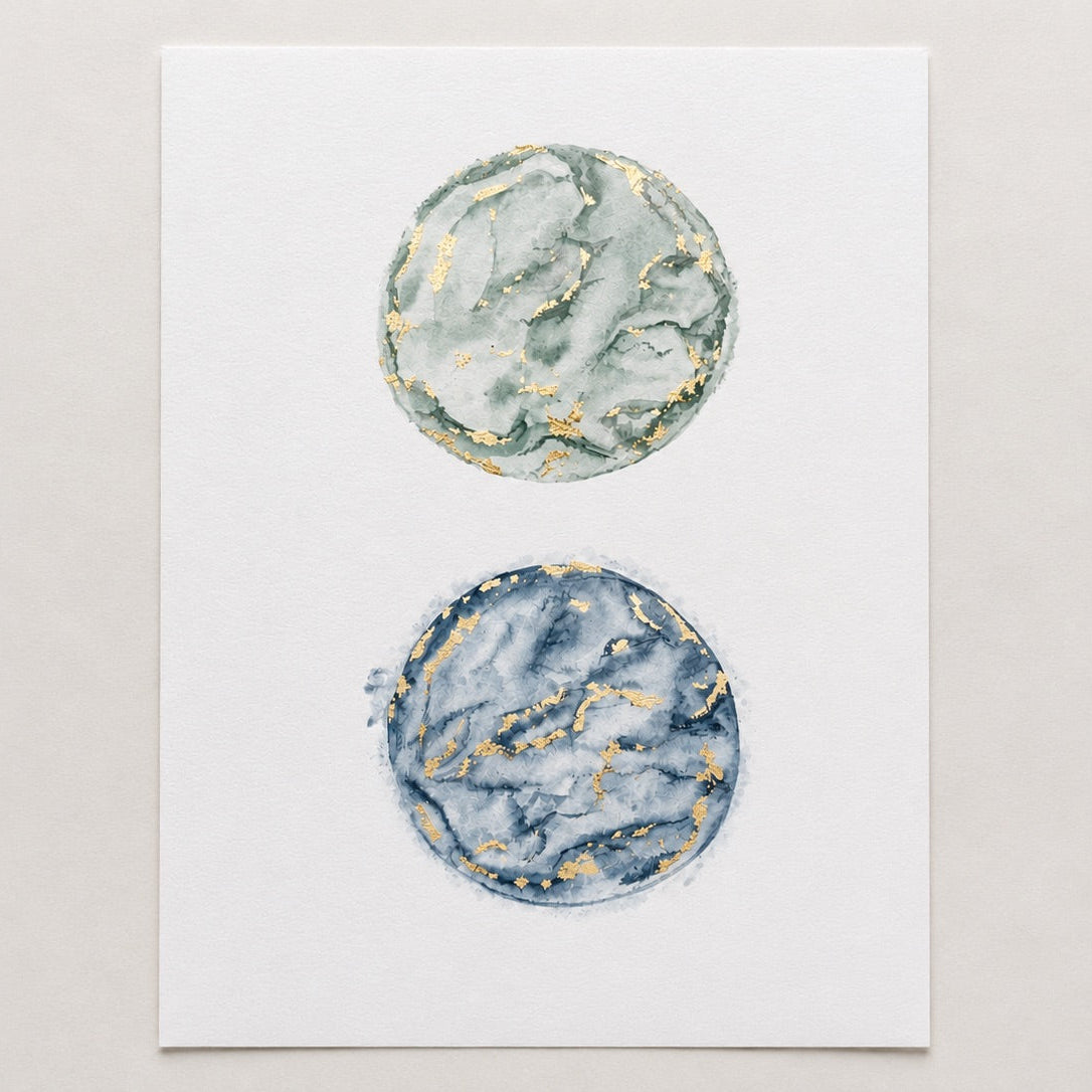 Two watercolour embryo painting designs on a white background