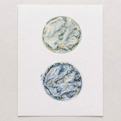 Two watercolour embryo painting designs on a white background